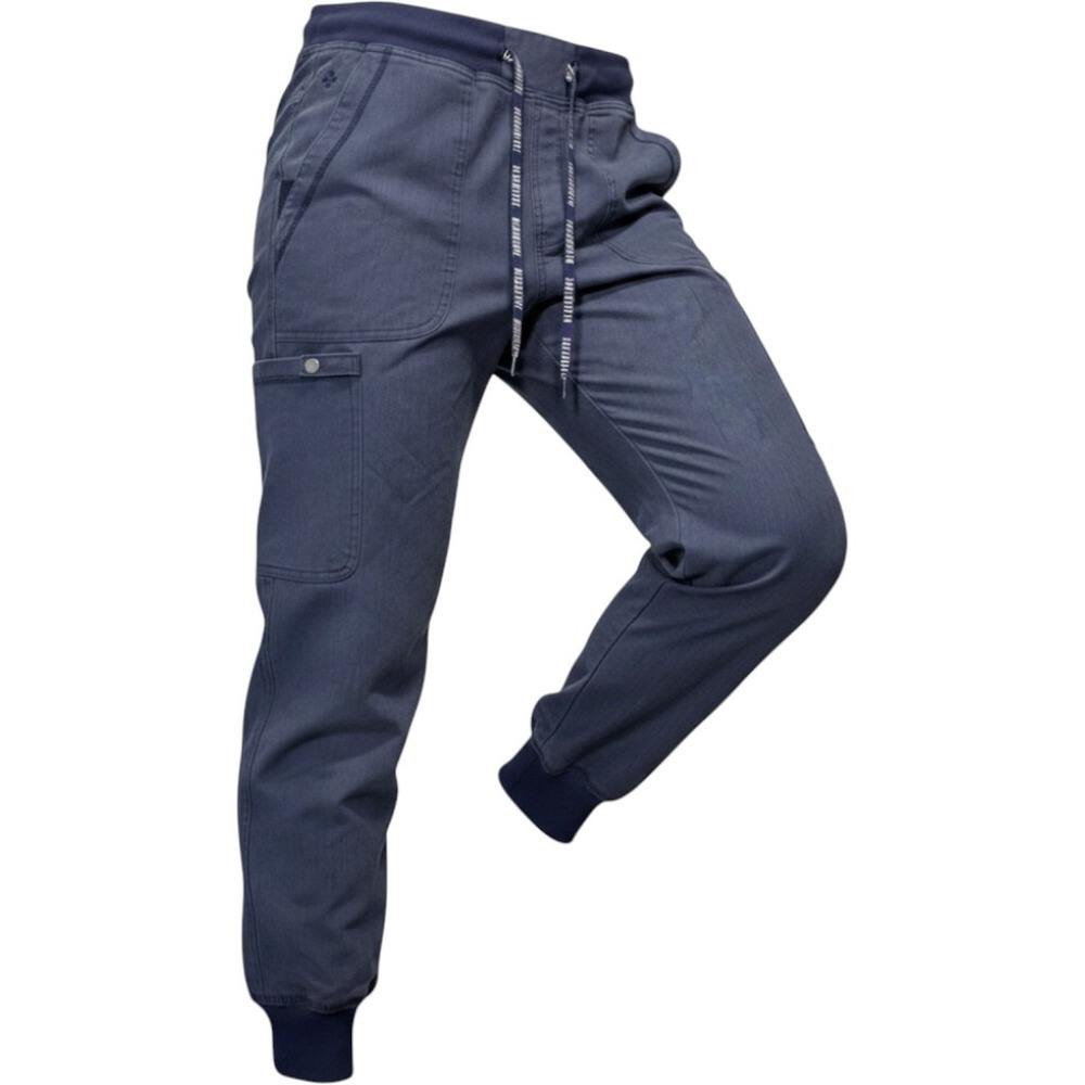 Med Couture‎ Yoga Jogger Scrub Pants Navy Blue Heather Petite SP Cargo Pocket